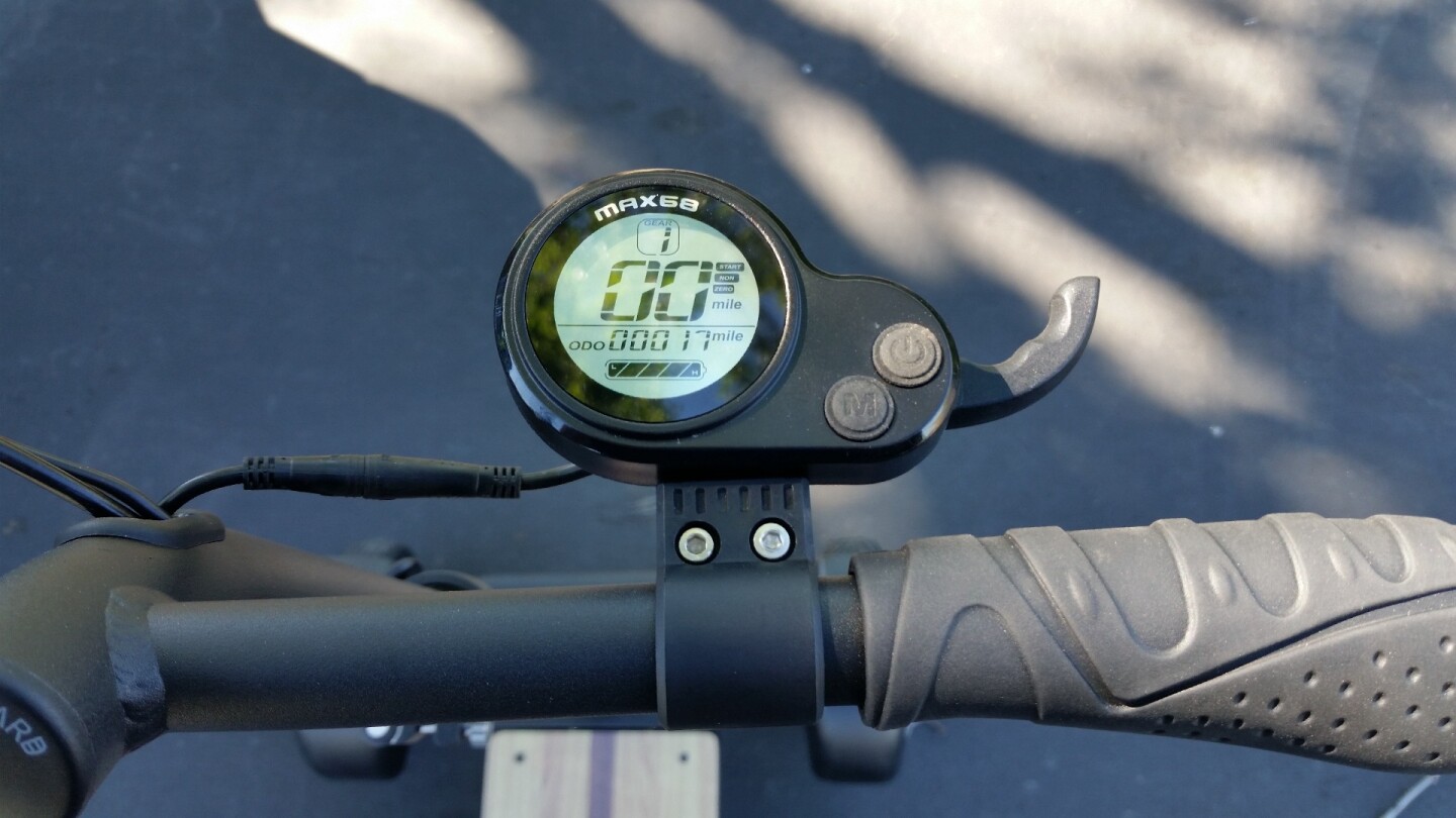 The CycleBoard gage is easy to read and provides information on speed, trip distance, battery life and what gear you're in
