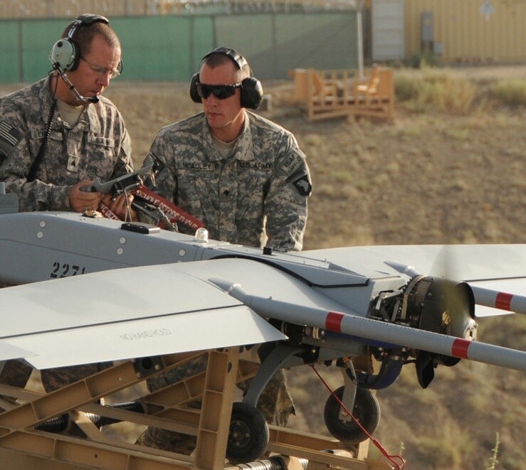 Last minute checks on the RQ-7 prior to a mission
