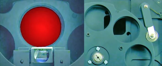 Two views of the SBIG FW8G-STT filter wheel - notice the additional guiding CCD sensor near the bottom of the left-hand image (Photo: SBIG)