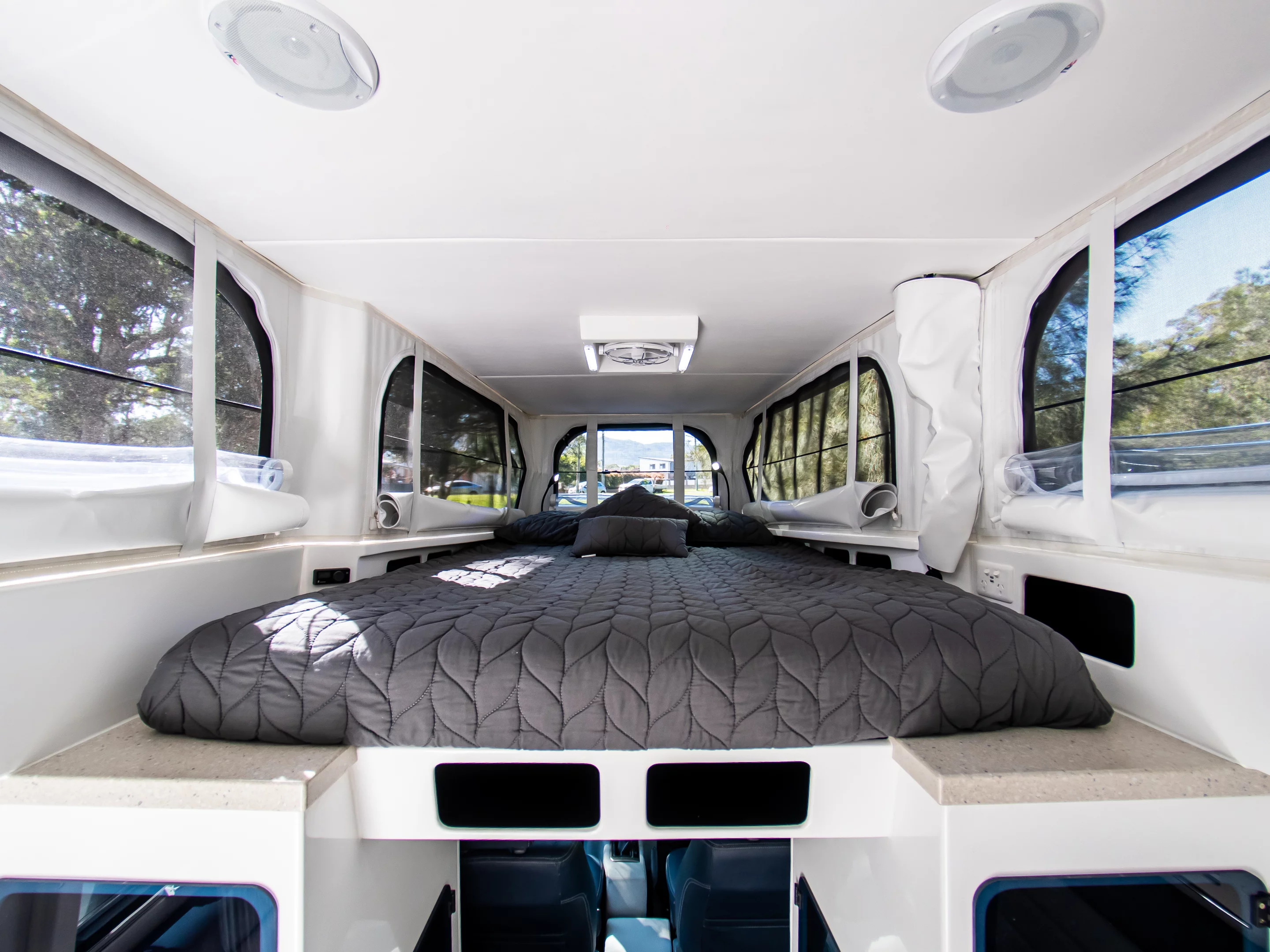 The XTR250 houses its primary double bed in the alcove