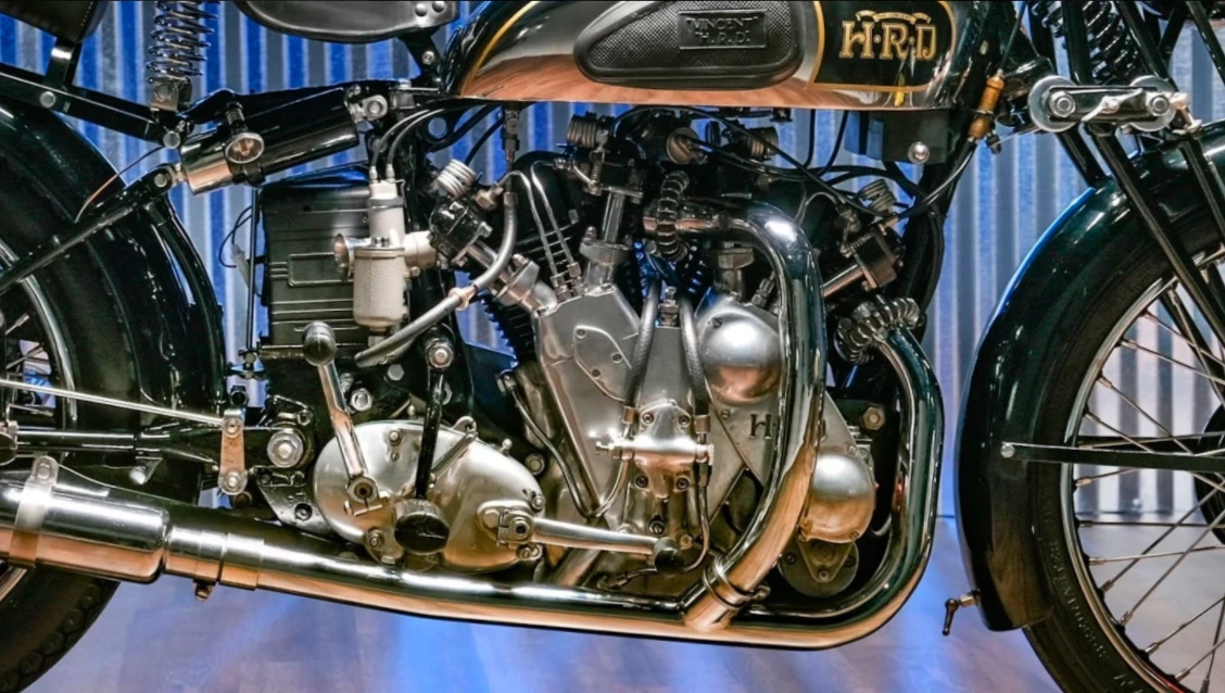 This 1938 Vincent HRD Series A Twin was passed in well short of expectations at Mecum's 2021 Las Vegas Collectible Motorcycle Auctions