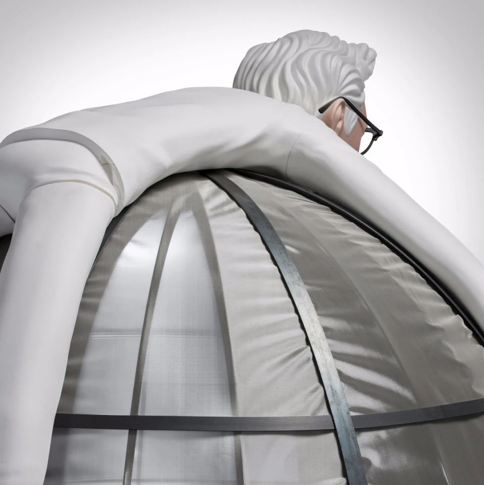 The somewhat questionably positioned Colonel Sanders