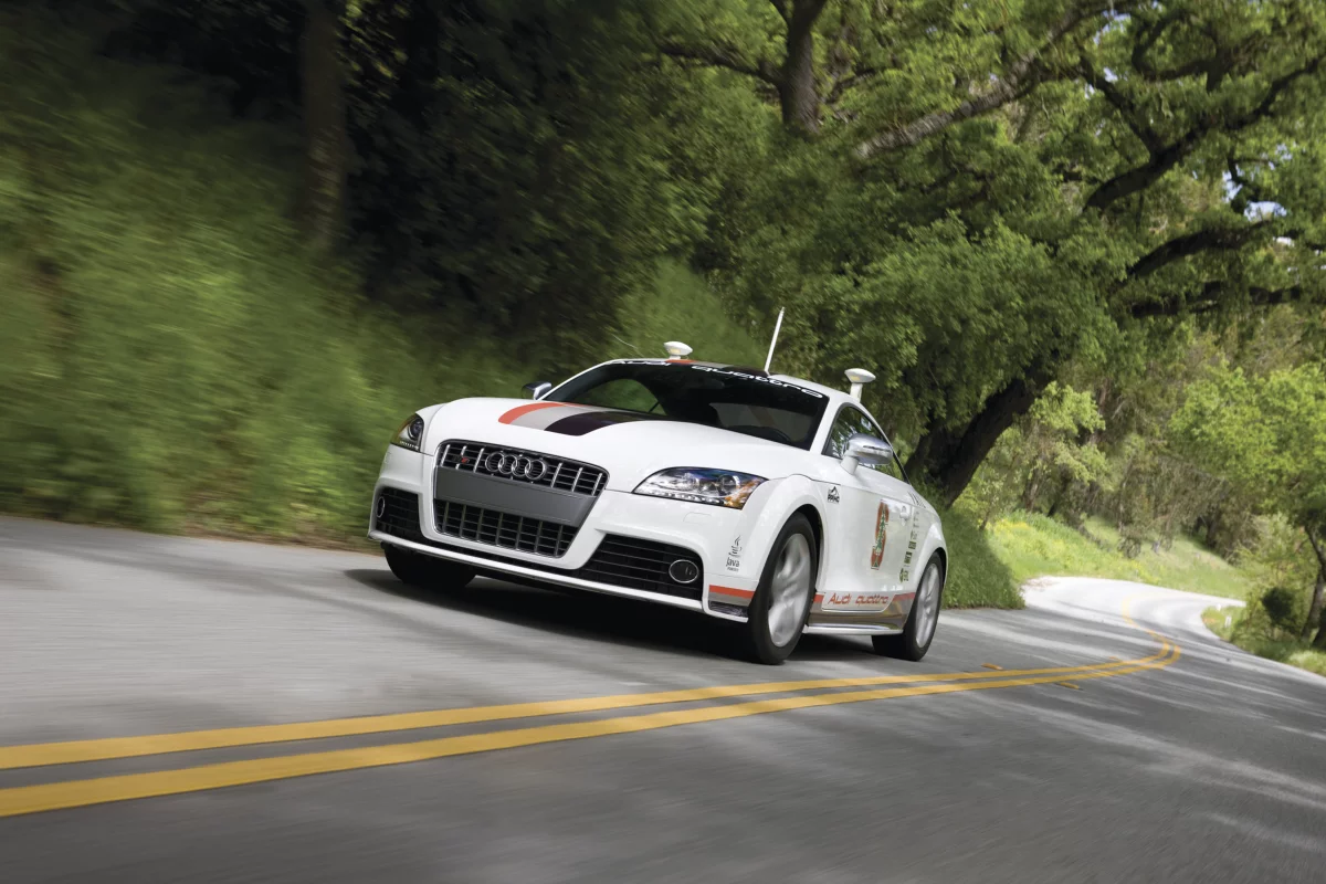 Audi's Autonomous TTS Pikes Peak research car could soon be sporting exclusive red license plates that allow it to drive on Nevada's public roads