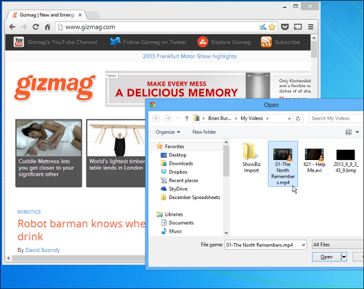 Open Chrome and hit Ctrl+O or Command+O to select the media file you want to stream