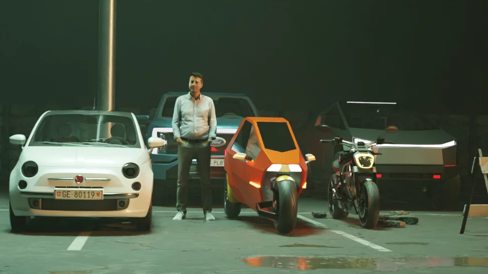 The Trinova could fit in a motorcycle-sized parking spot