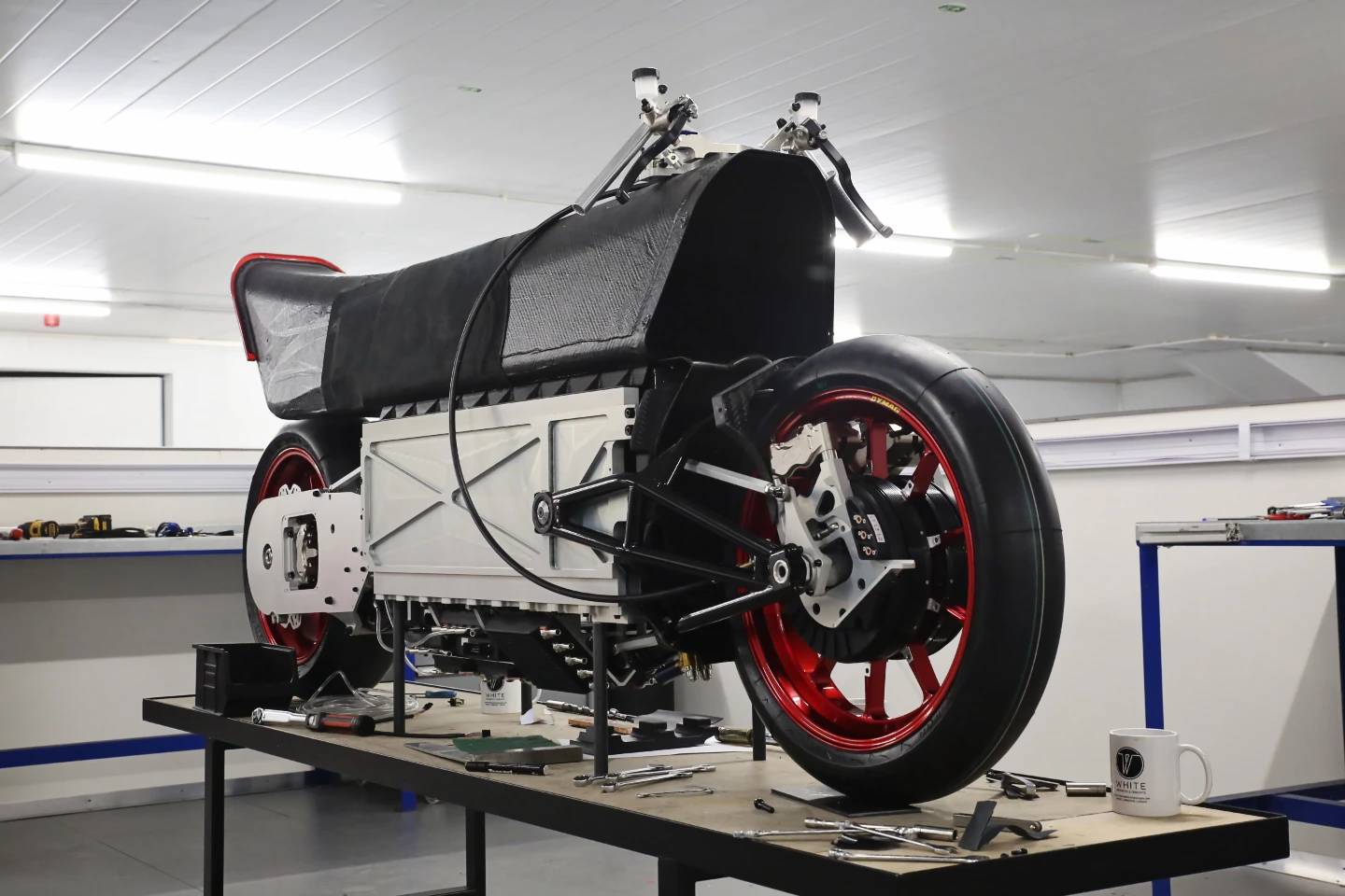 The guts of the bike fit entirely below the huge Venturi tunnel