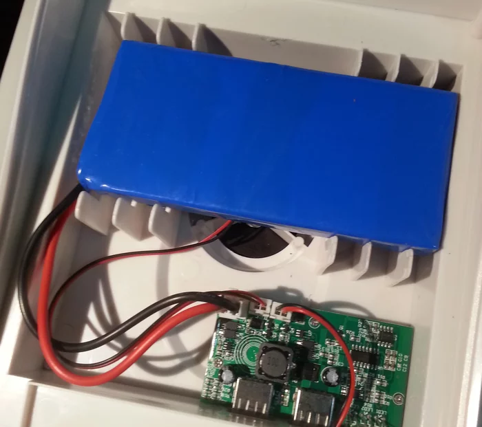 The electree+'s internal 14,000 mAh battery charges devices through two USB ports