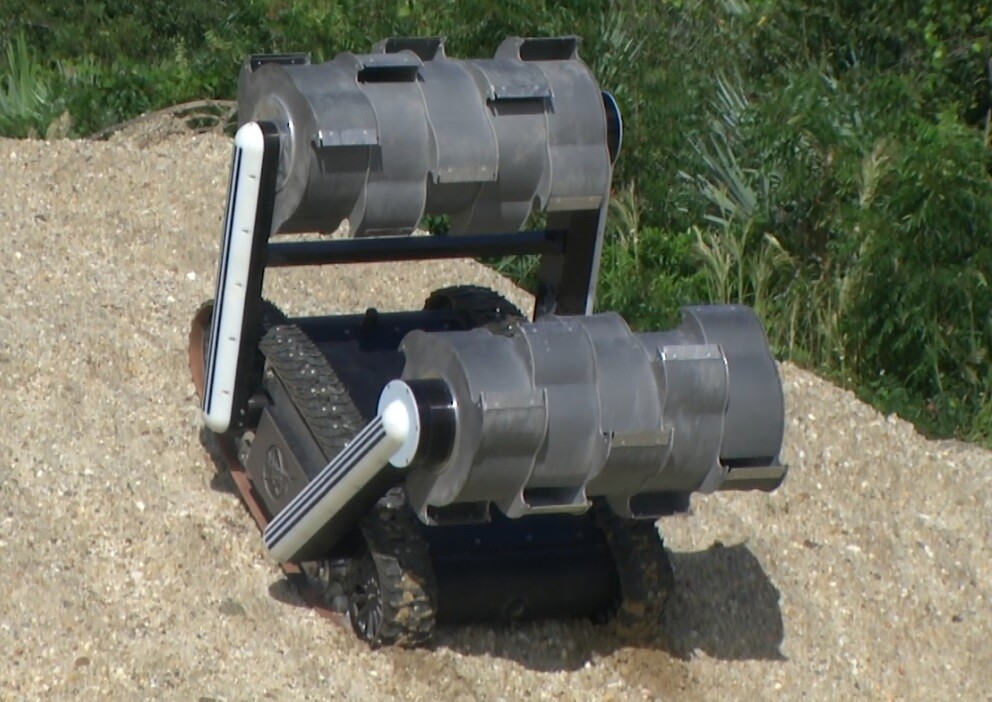 The prototype mining robot called RASSOR will be incorporated into the "swarmie" tests (Photo: NASA)