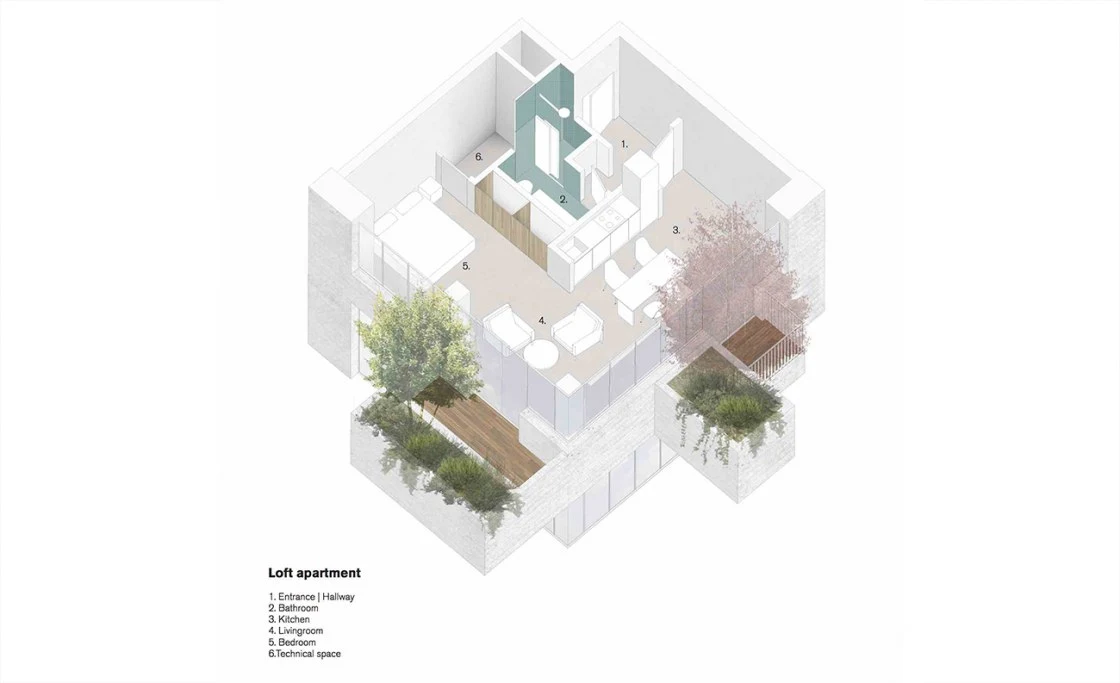 Architectural plan of the Trudo Vertical Forest