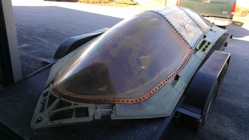 The cockpit canopy reportedly made for the failed A-12 Avenger II attack aircraft, which is now for sale on eBay (Photo: Seth Kettleman)