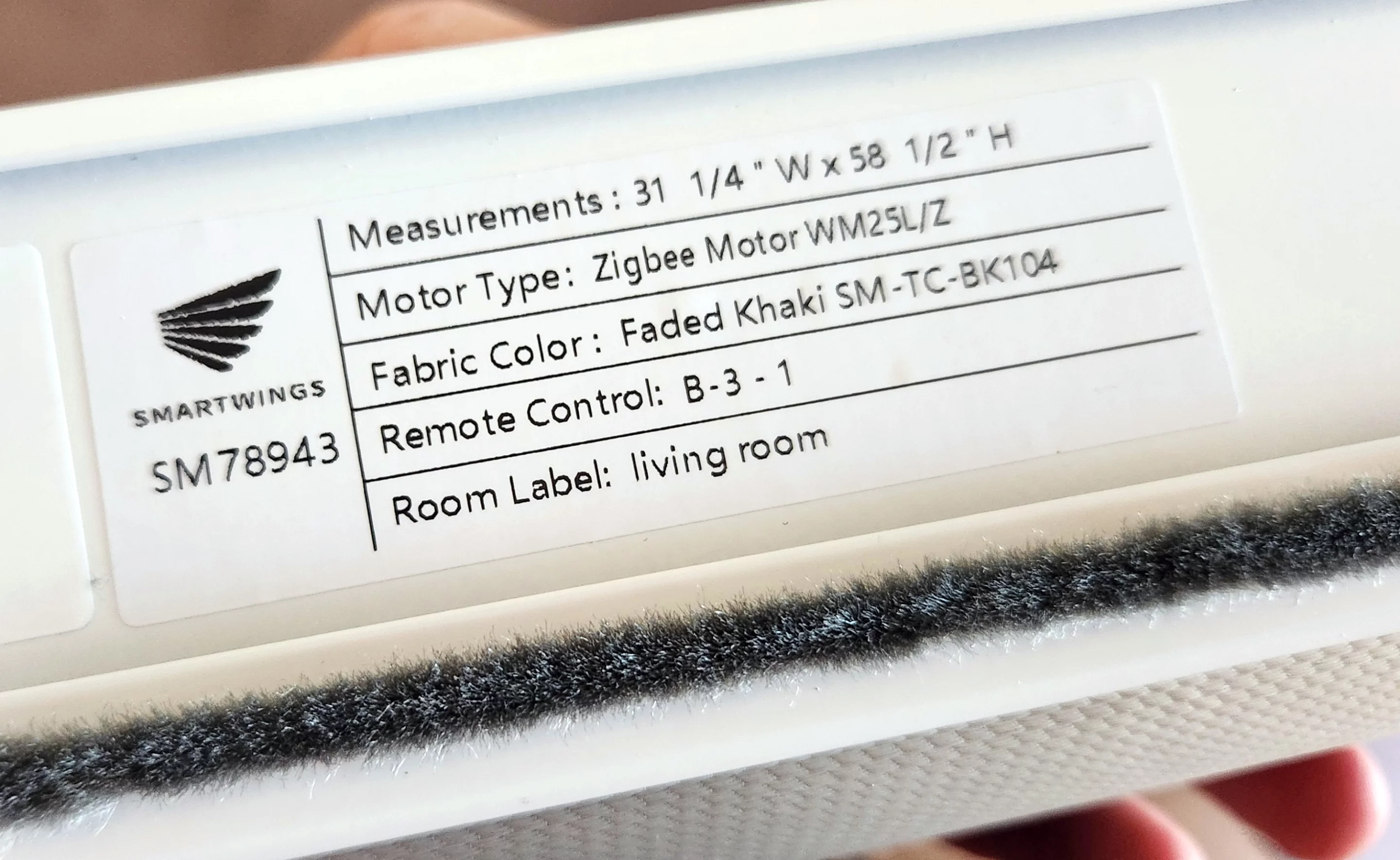 All the info you'll never remember but might need to know down the line is labeled on each blind