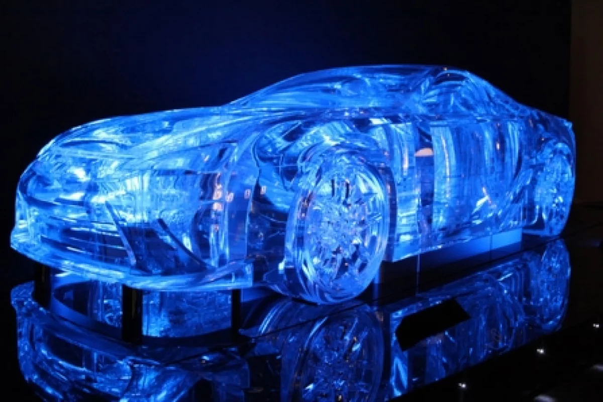 The full-scale see through model of the Lexus LFA on display in the "art gallery" at the Tokyo Motor Show