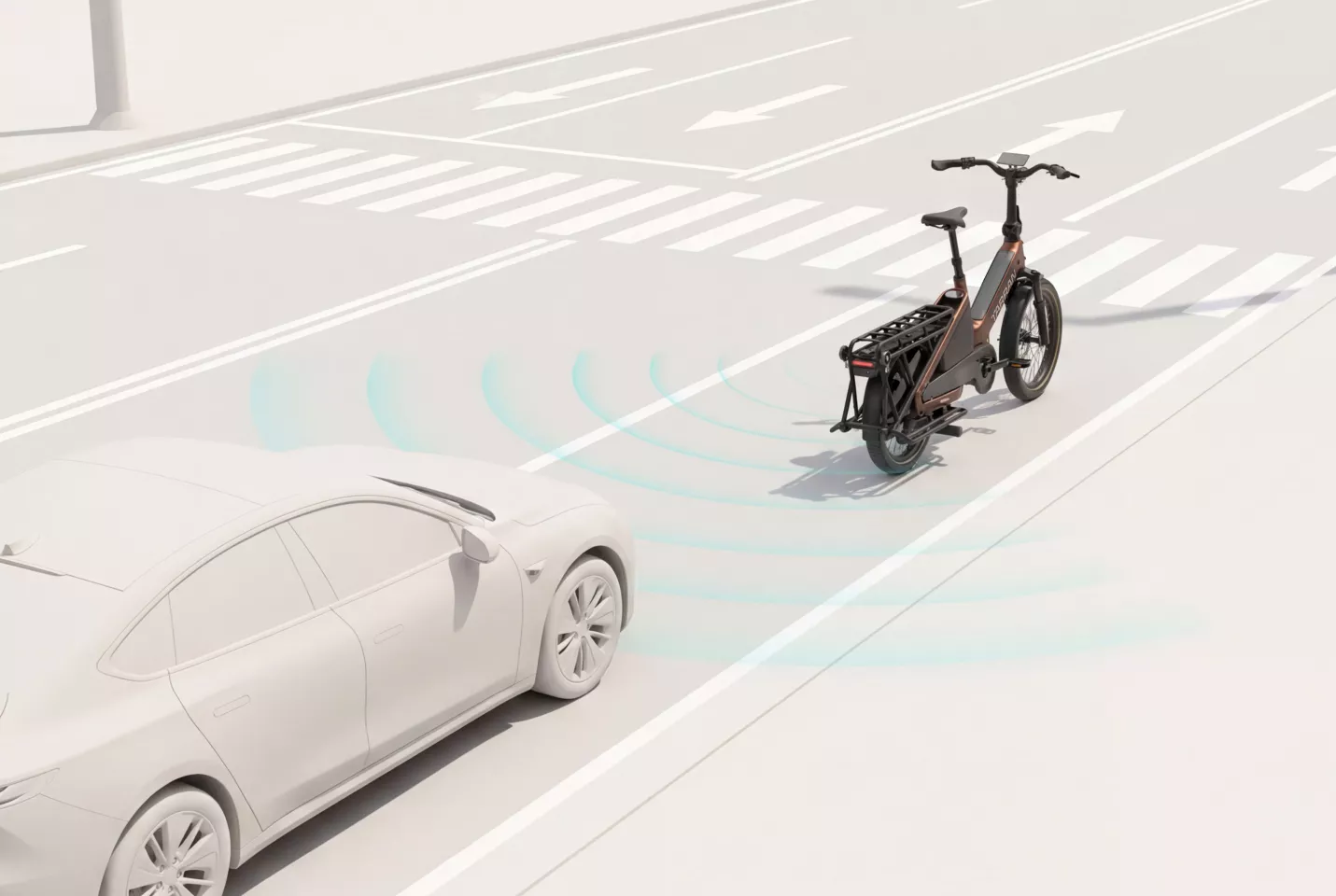 The L1’s Vision Unit uses mmWave radar to detect potential hazards and provide early alerts, bringing automotive-style sensing into urban cycling