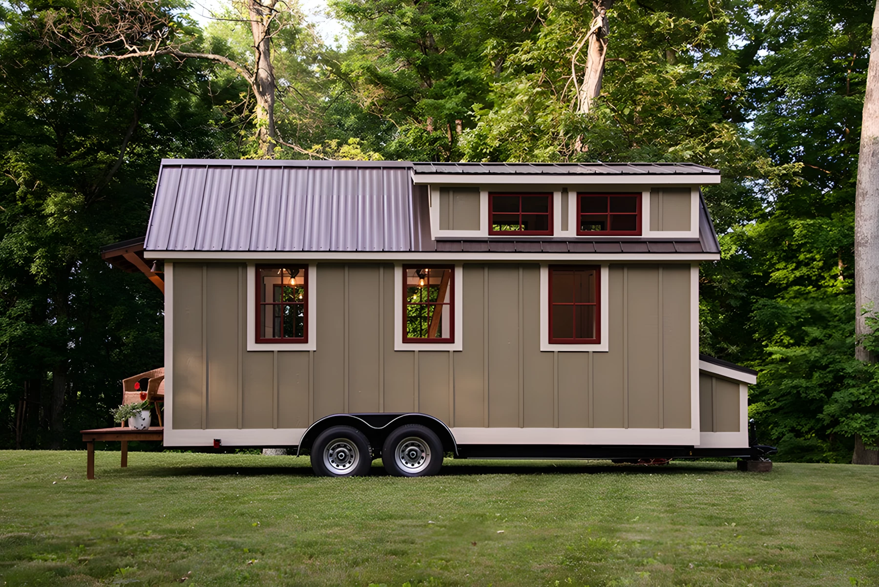 The Ynez, by Timbercraft Tiny Homes, offers cottage-style living on wheels for up to two people
