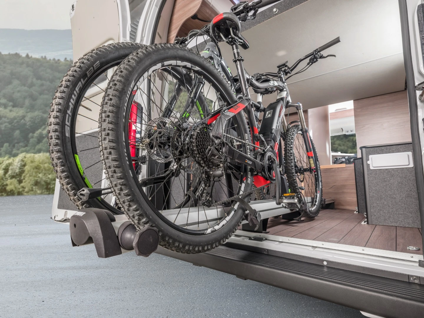 Easily load a pair of bikes below the Boxlife's rear bed