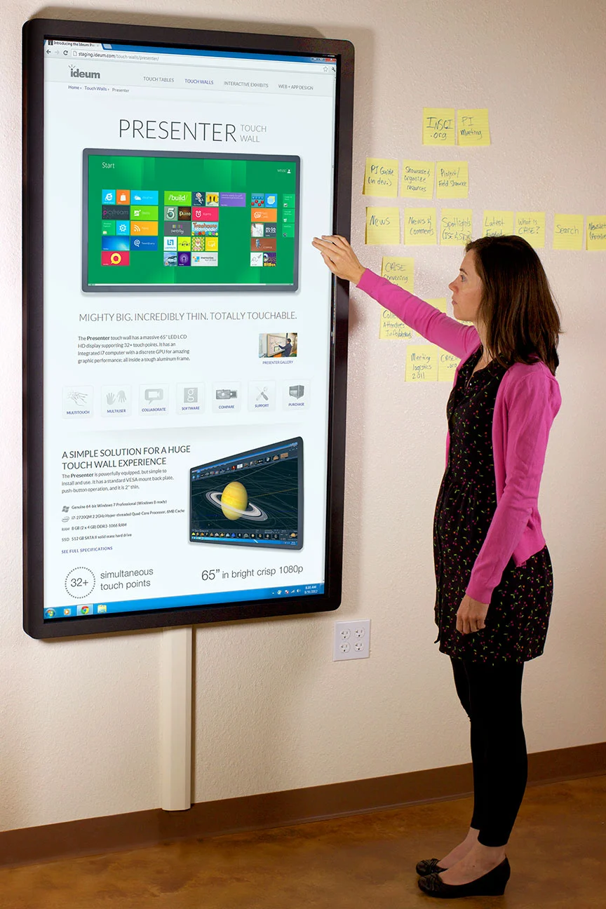 Both versions of Ideum's Presenter touch wall are available with 4K screens