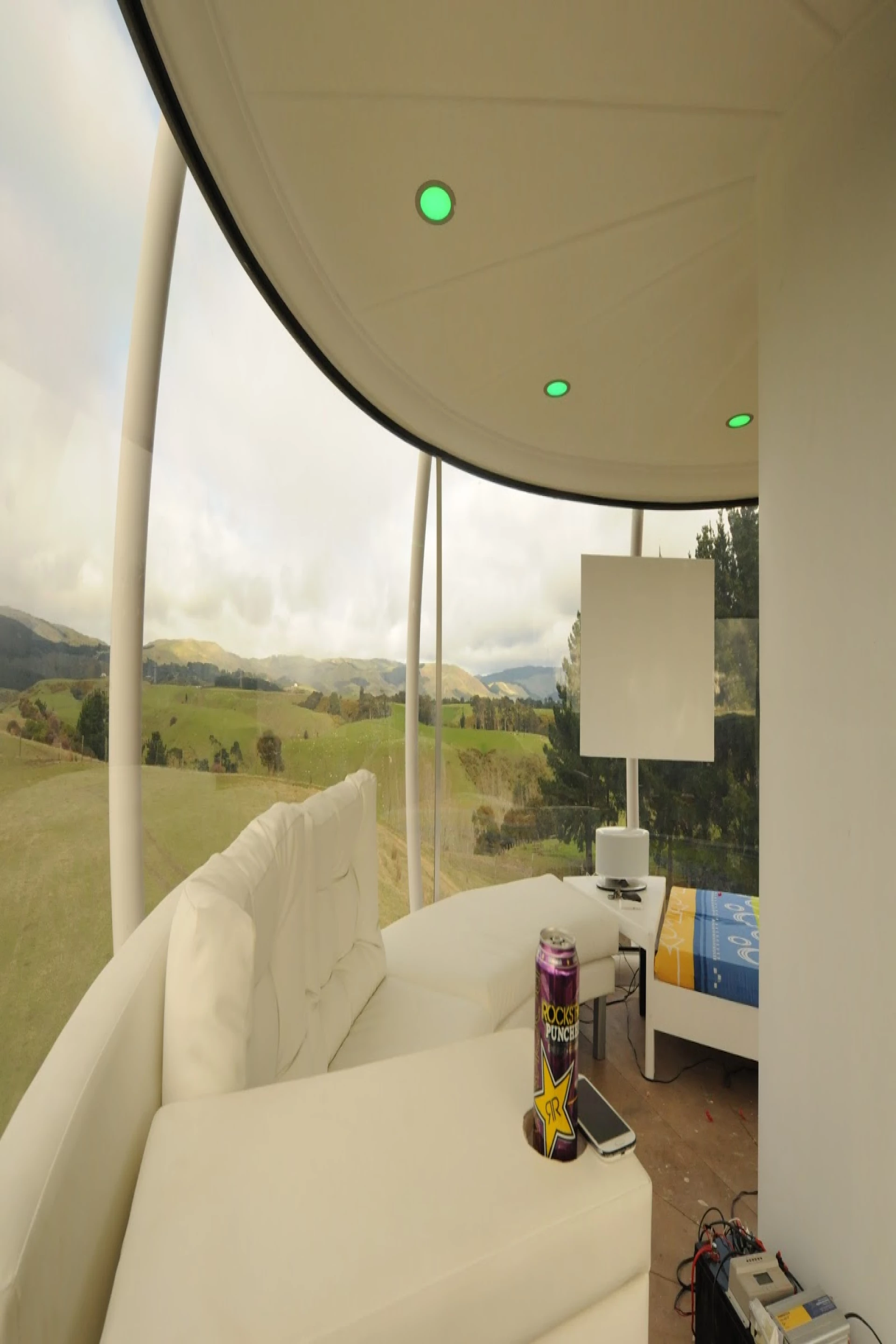 The Skysphere features bespoke furniture and views over the surrounding countryside