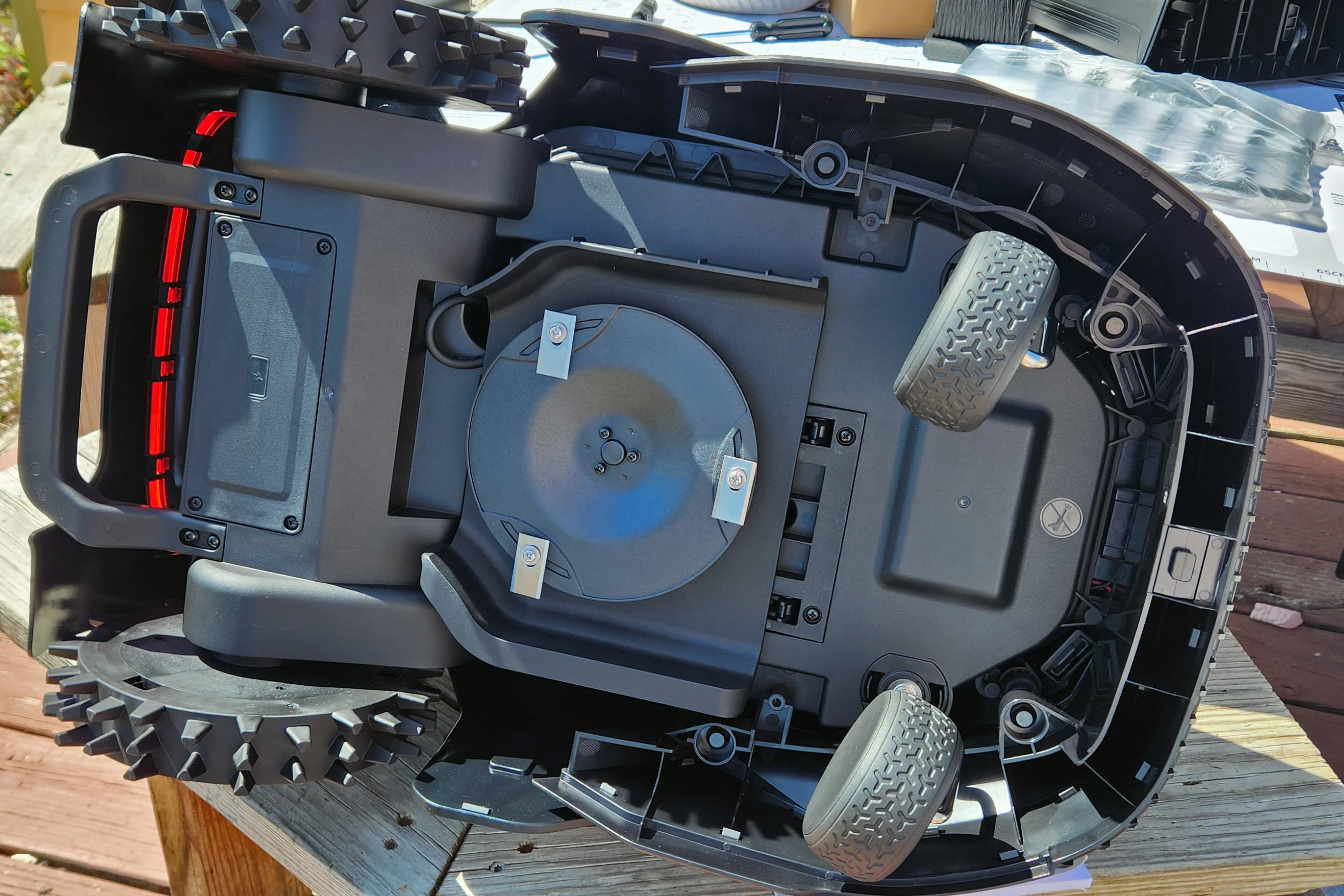 Single mow deck with only three blades ... I wouldn't call that heavy duty, but after getting 'er dialed in, I'd say it's adequate. But those casters are the devil!