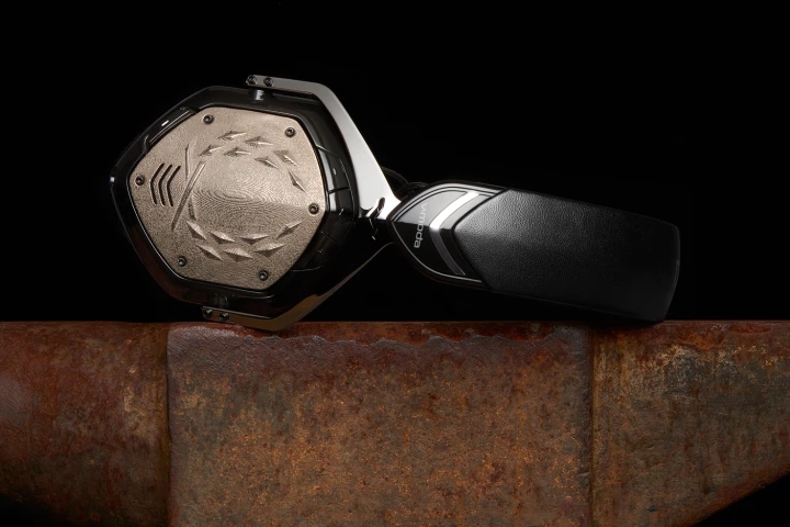 V-Moda's Crossfade Wireless headphones in phantom chrome, with 3D-printed shields