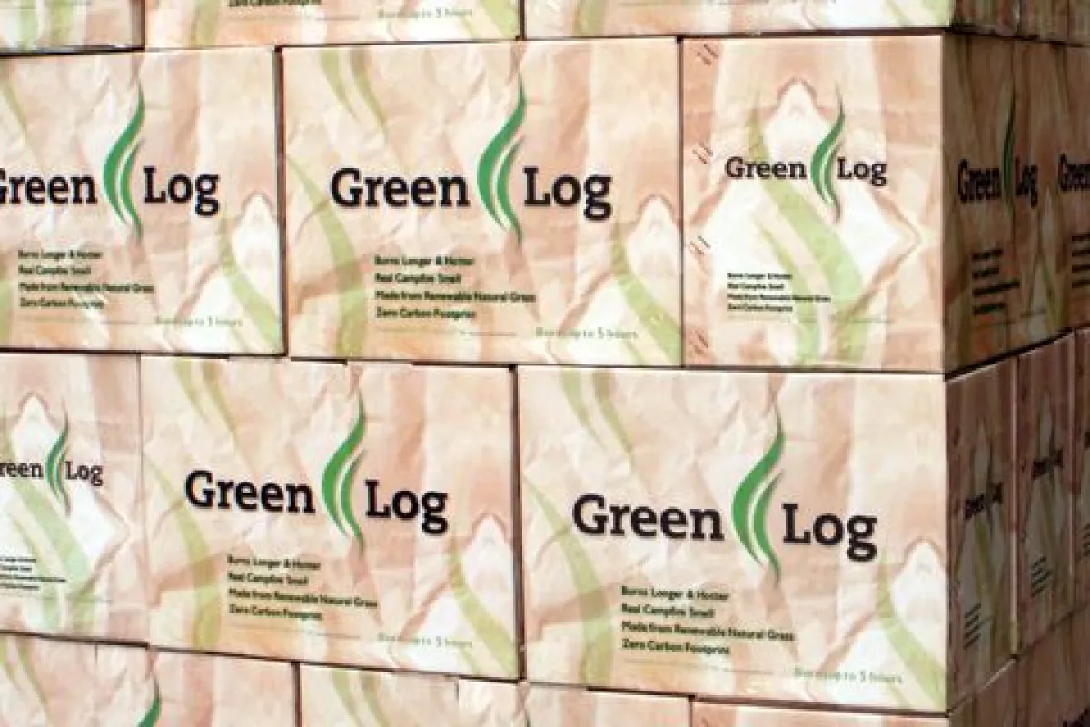 Green Logs are fireplace logs made from compressed Giant King Grass, and are said to have a very low carbon footprint