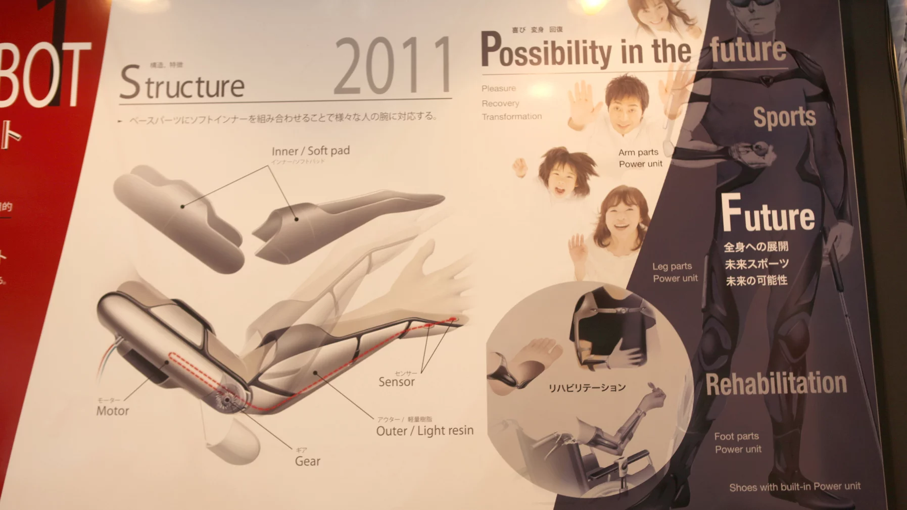 Sports exoskeletons are on the agenda, as this poster on the Japanese D-ART stand at iREX 2011 indicates