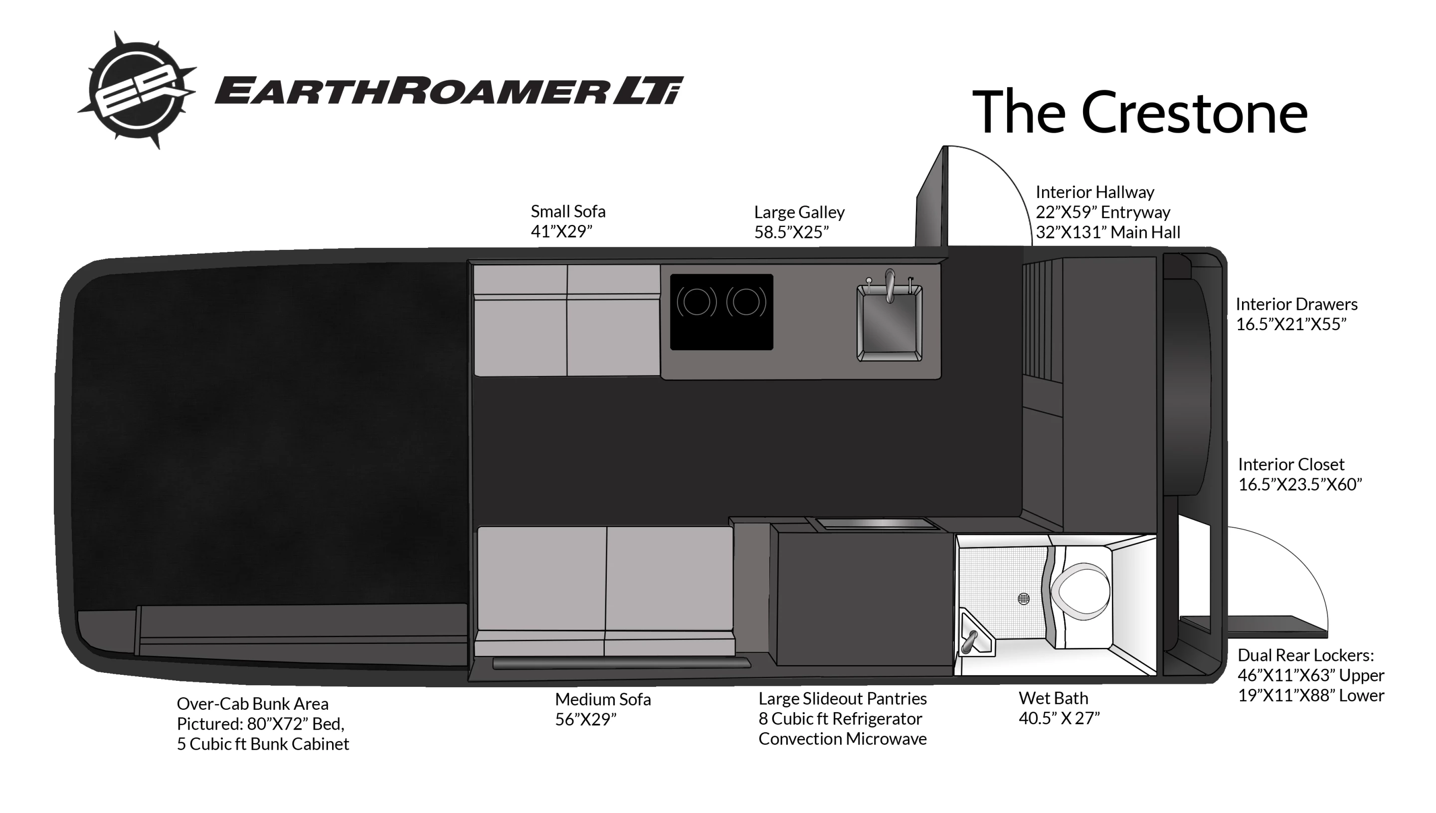 EarthRoamer Crestone floor plan diagram