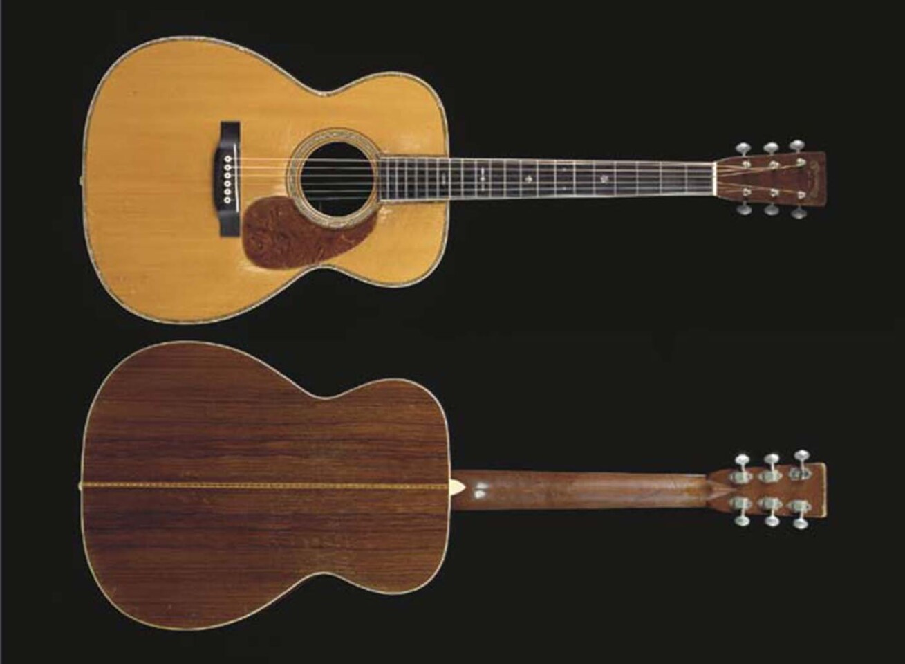 This 1939 Martin OOO-42 was the main instrument used in Eric Clapton's "MTV Unplugged" appearance, one of the pivotal moments in his career. Clapton is pictured playing this guitar on the CD cover of the multi-million seller "Unplugged" album, and it was used to play the acoustic version of "Layla," "Before You Accuse Me" and "Old Love," as well as early versions of "My Father's Eyes" and "Lonely Stranger." It sold for $791,500 at a Christies auction on 24 June, 2004