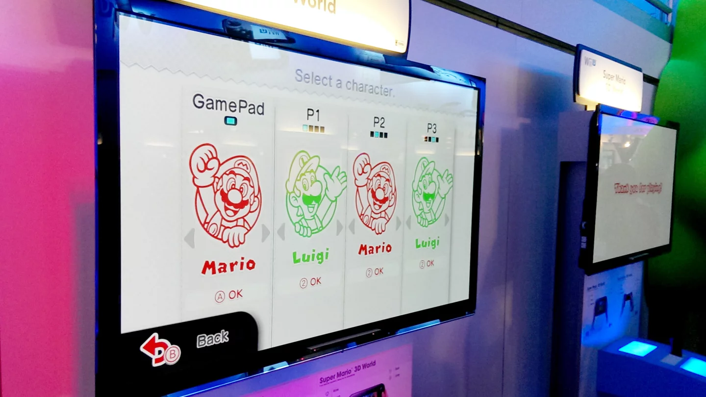 You can choose among Mario, Luigi, Toad, and Princess Peach