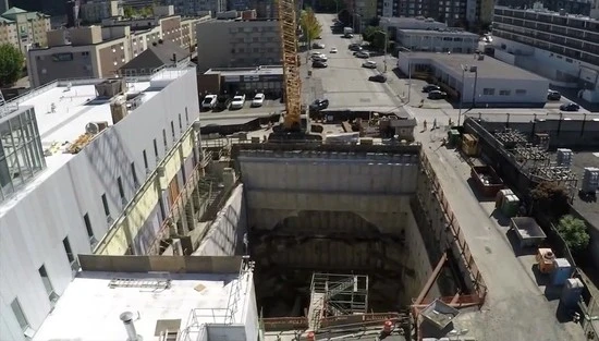 The receiving pit at the end of the tunnel