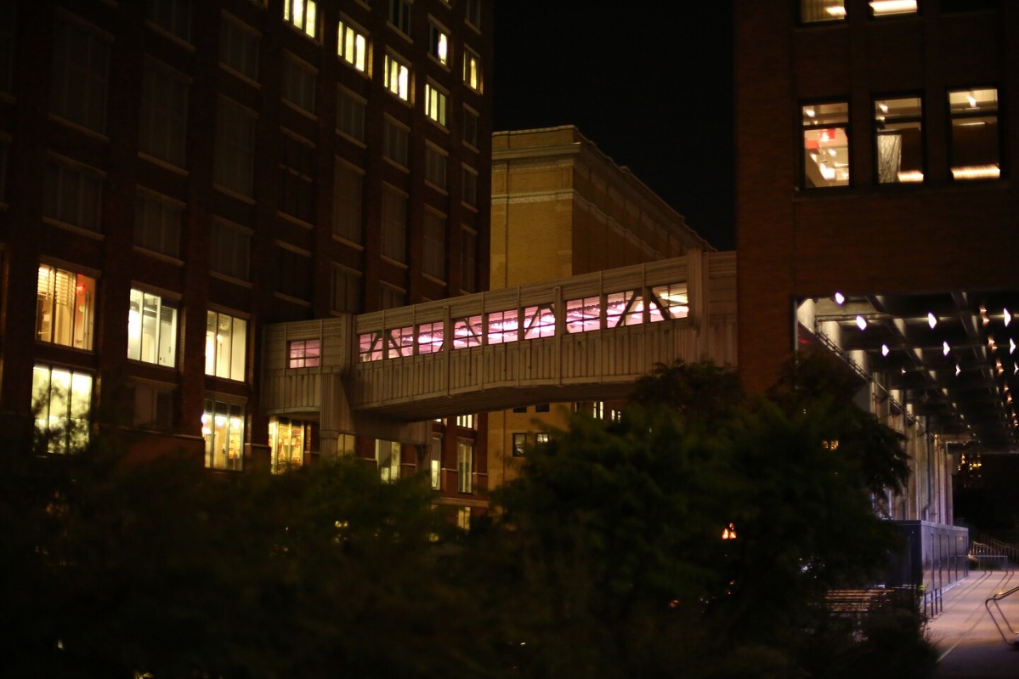 Prismatic_NYC can be seen from outside the pedestrian bridge
