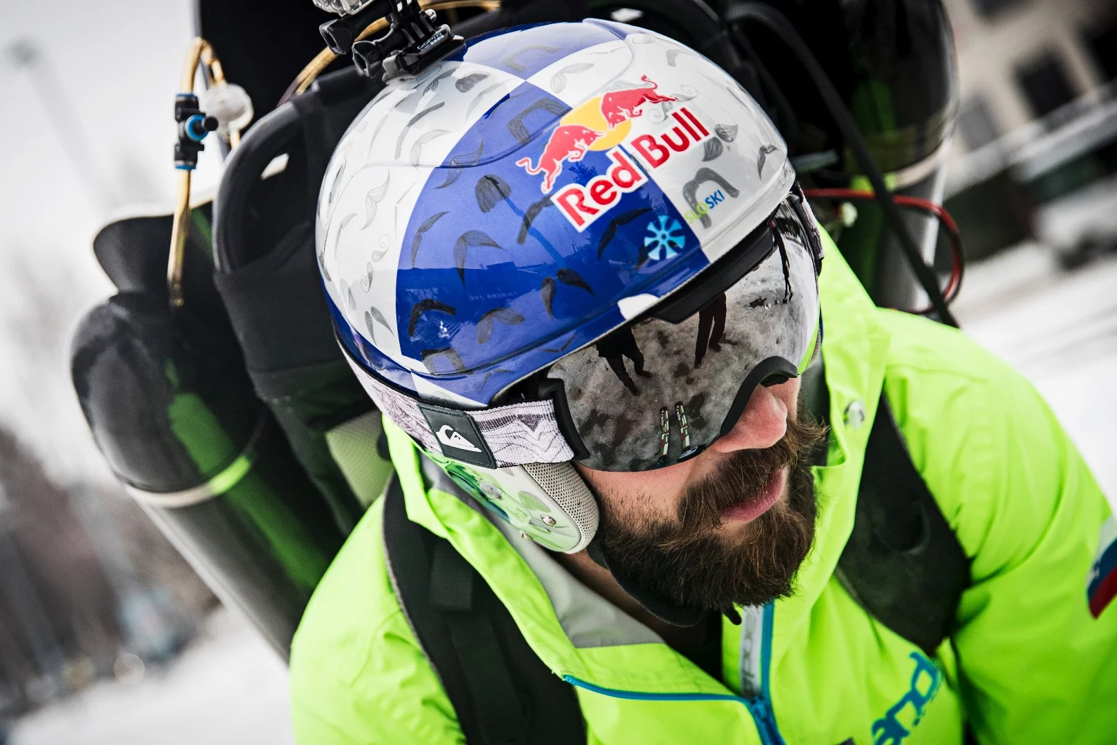 Flisar takes his famous mustache on a different type of ski trip