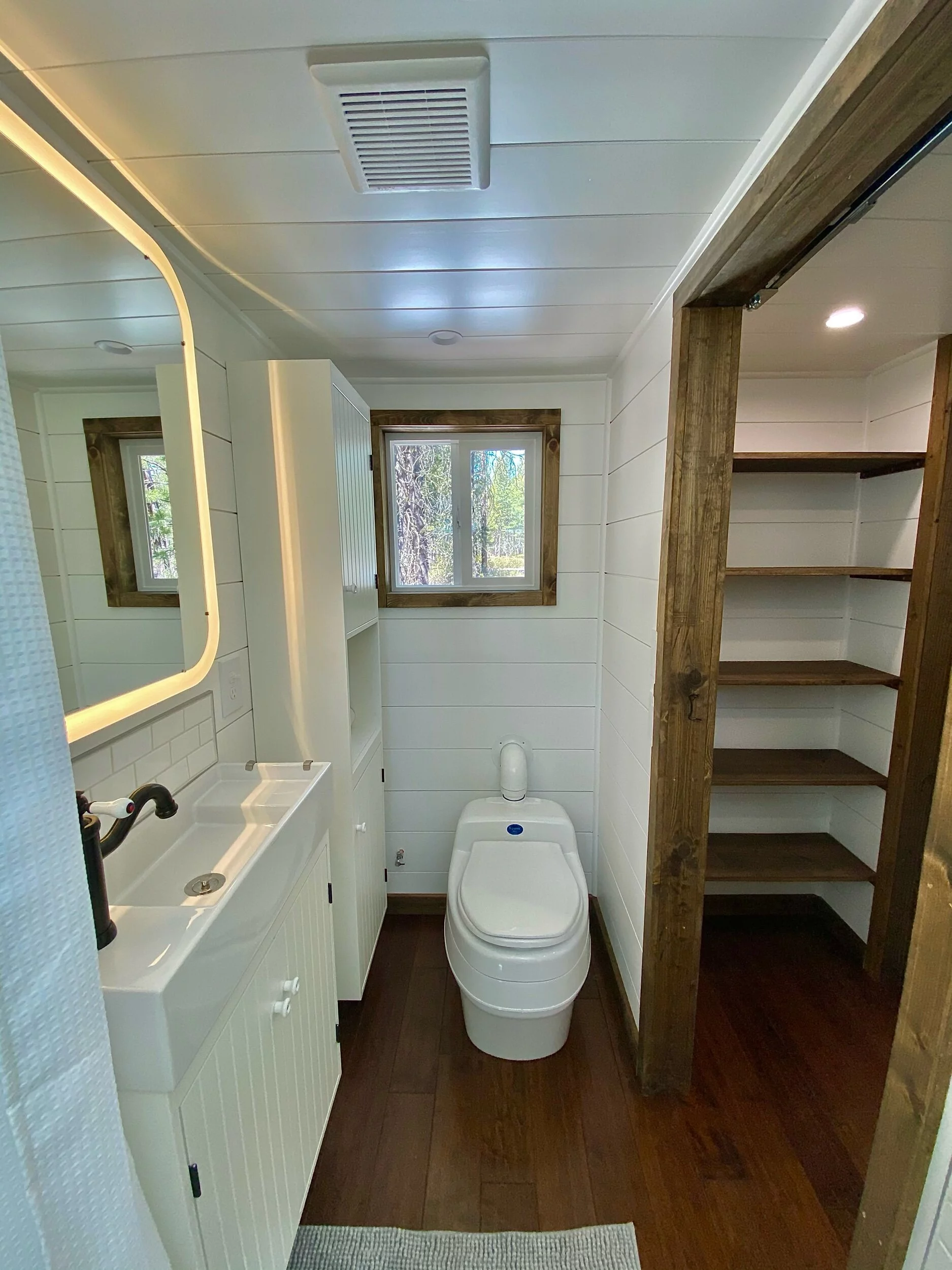 The Sonoma's bathroom includes a composting toilet, shower, and sink