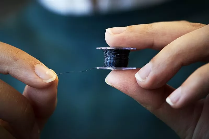 A closeup look at the conductive cellulose thread