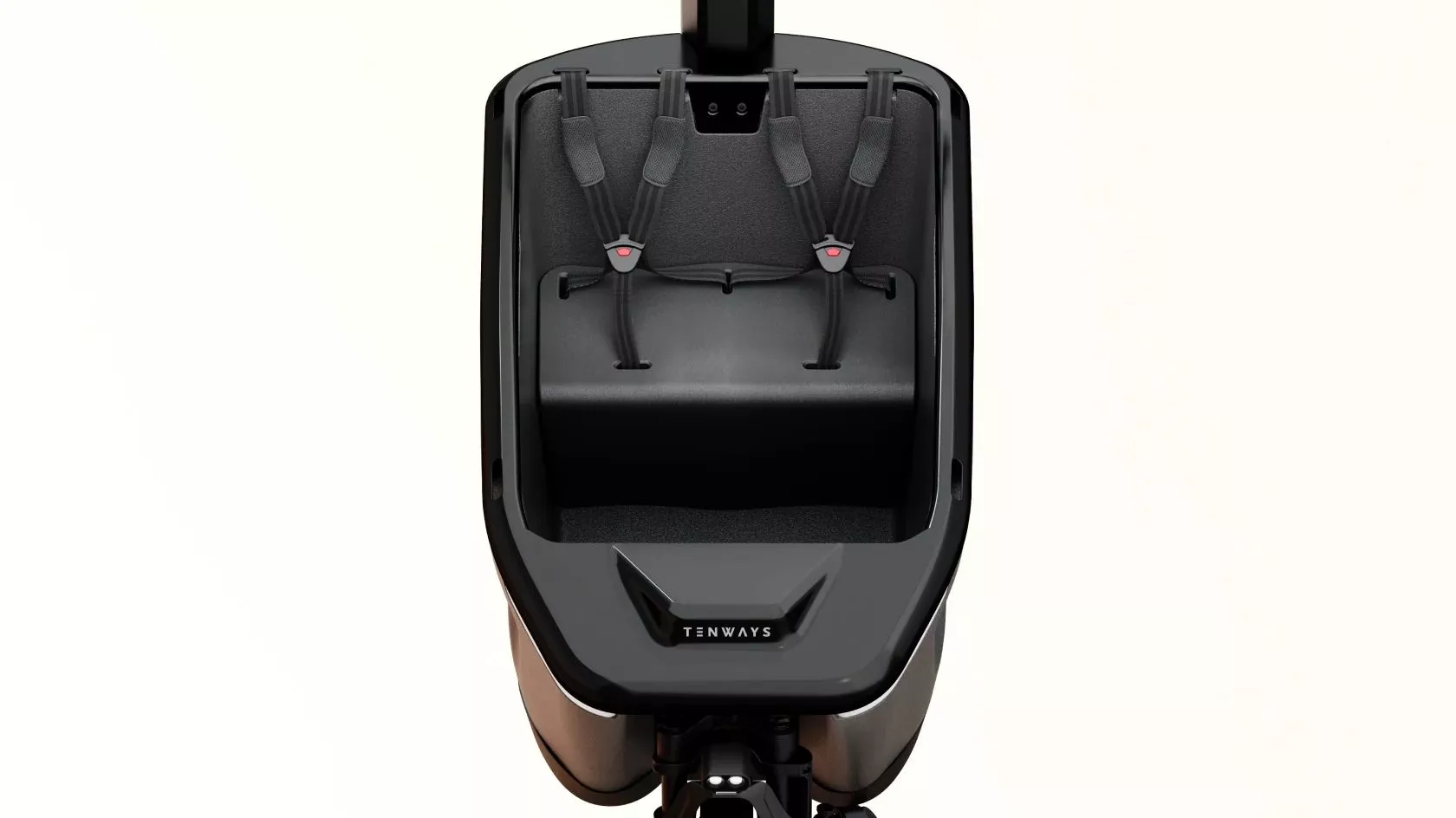 Up to two kids can be seated in the cargo box, and secured via 5-way straps