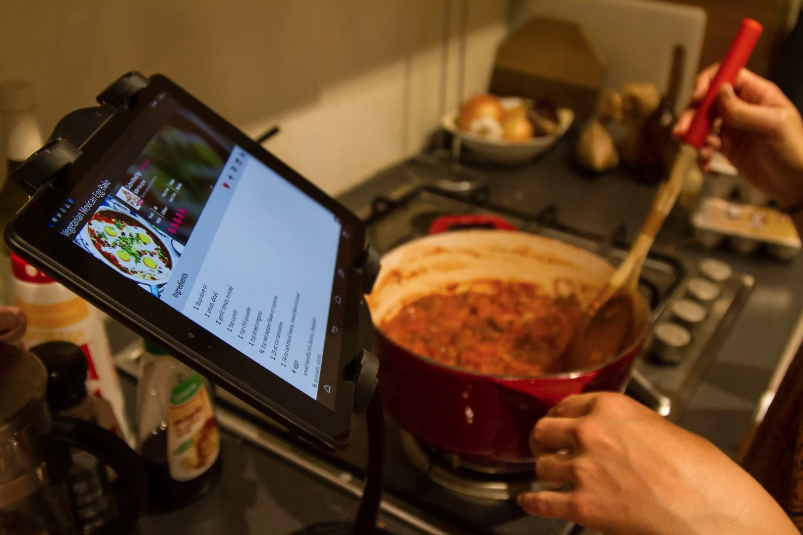 Using the tablet while cooking is as straightforward as you'd expect