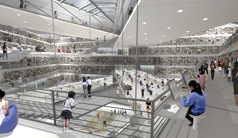 The LOT-EK proposal for Taiwan's Taichung City Cultural Center will comprise a public library and fine arts museum (Image: LOT-EK)