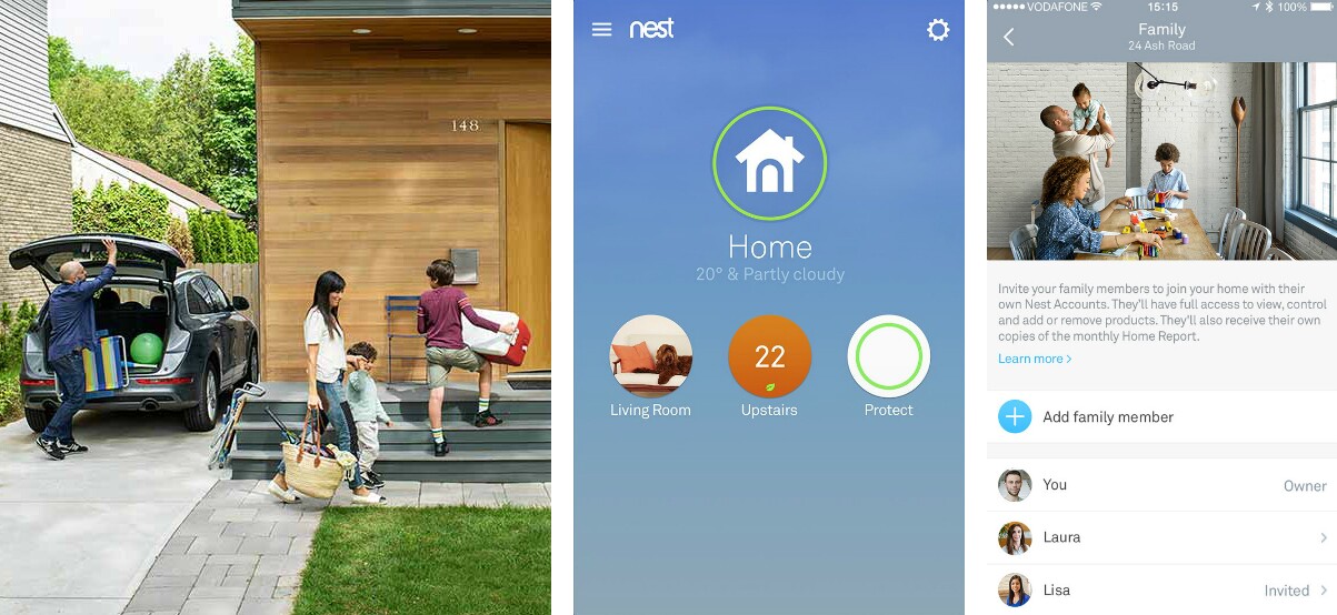 Family Accounts allow up to 10 people to access the Nest products in a home, while Home/Away Assist is aimed at automatically identifying if anyone is at home