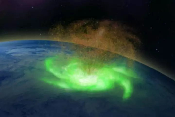 An artist's illustration of the space plasma hurricane