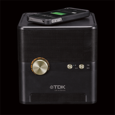 Aside from playing high quality sound through Bluetooth, the speaker can simultaneously charge any mobile device resting on top of it through an induction charge pad
