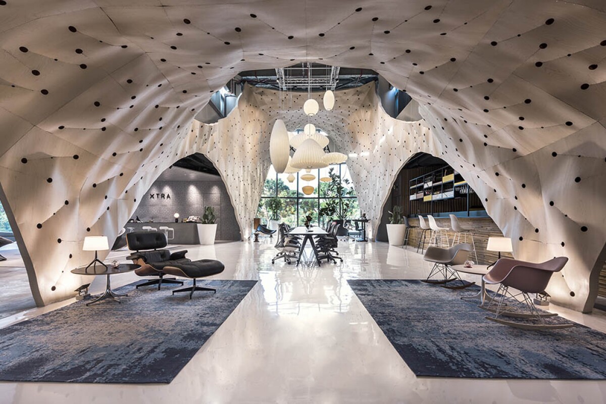 The Fabricwood installation by Produce Workshop for designer furniture store Xtra in Singapore, was named the World Interior of the Year at the 2017 Inside Festival