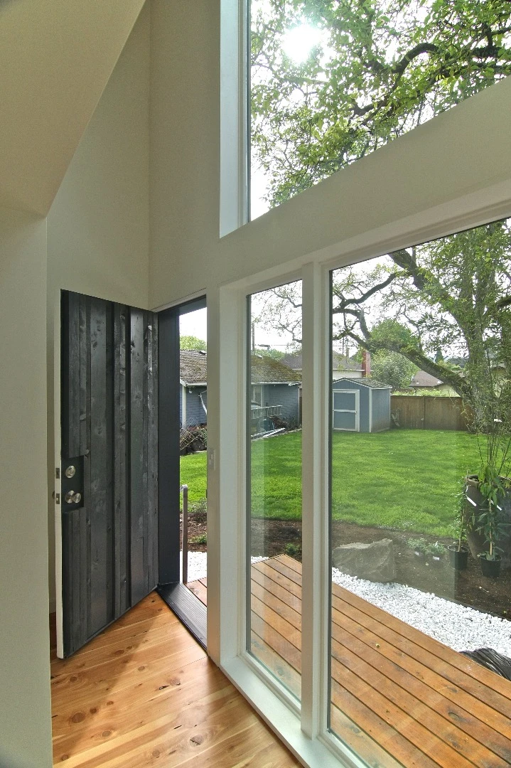 The large glazed section and access at the front of the home