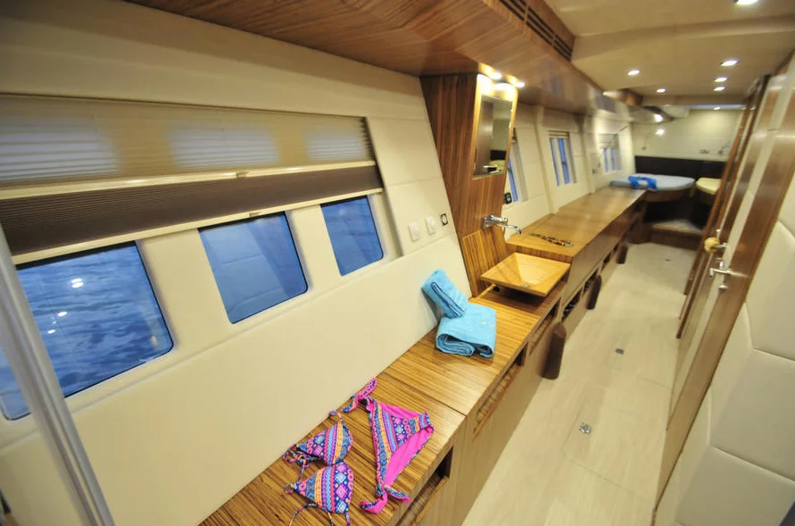 A peek inside the owner suite of the Solarwave 64