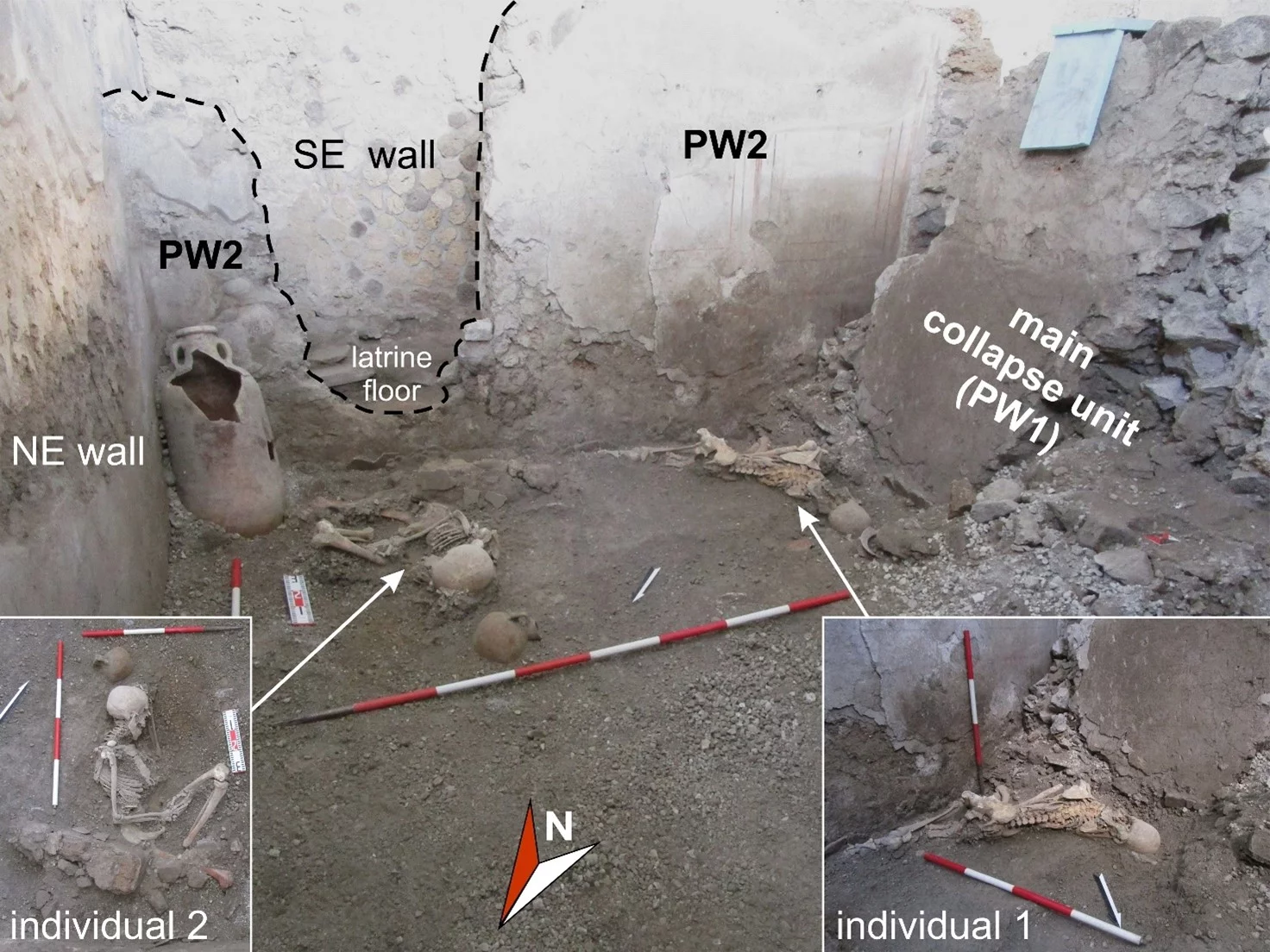 The layout of the room where the two Pompeii skeletons were discovered