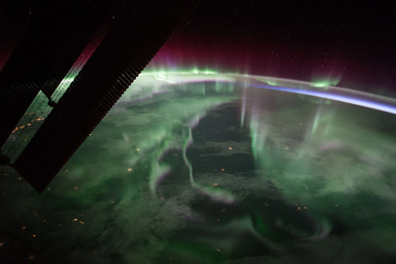 This photograph of the aurora borealis, or “northern lights,” over Canada was taken by a member of the Expedition 53 crew aboard the International Space Station on Sept. 15, 2017