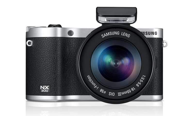 Available in black or white with a silver band the Samsung NX300 has a considerably more retro style than other NX cameras