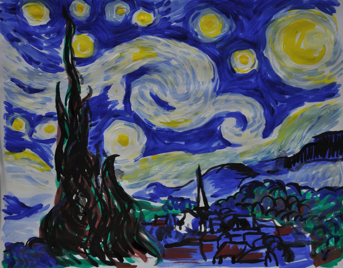 The CMIT ReART robot reproducing an artist's copy of the classic van Gogh work Starry Night