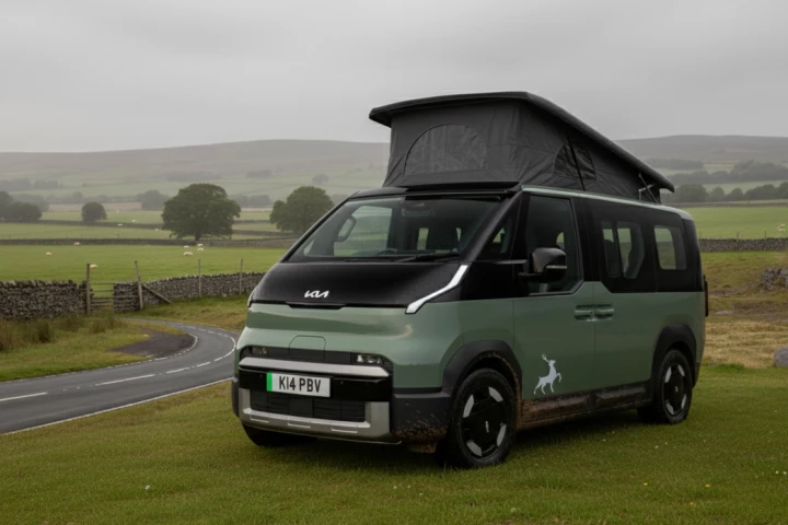 British converter Sussex Campervans provides a first look at the first official Kia PV5 pop-up camper van we've seen from anywhere in the world