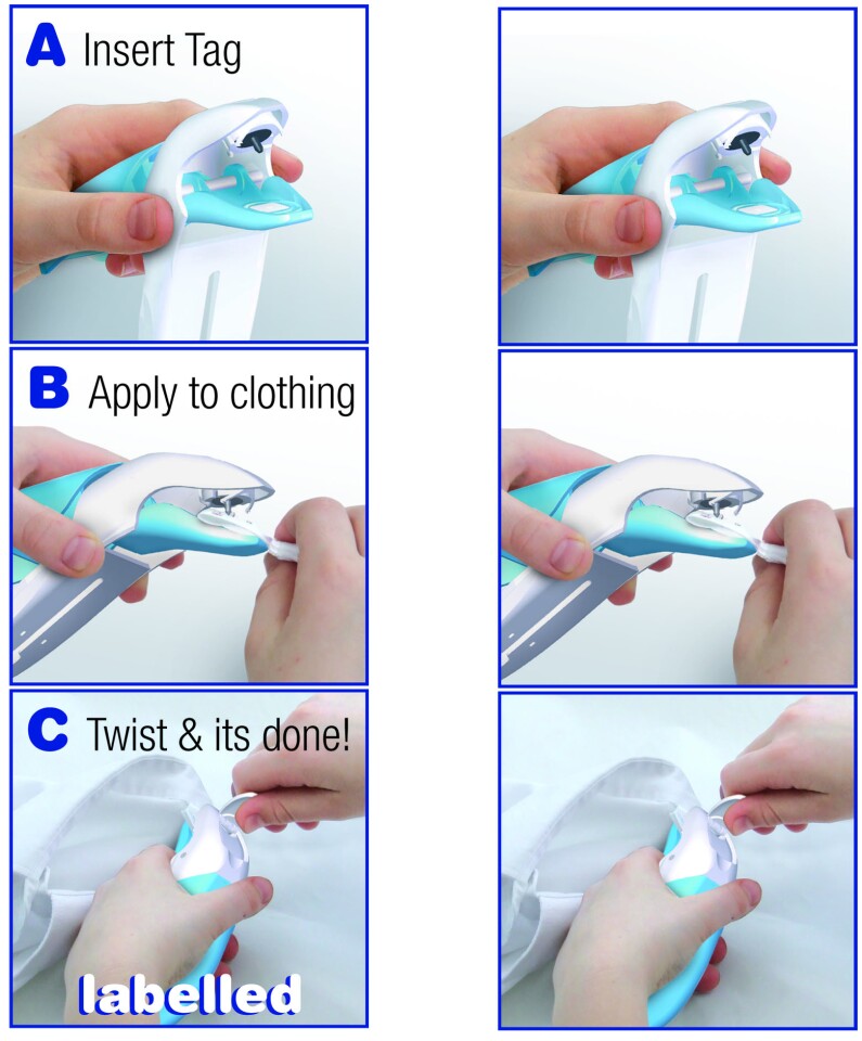 The Attach-a-tag is a revolutionary way to label clothes - push-twist-finished