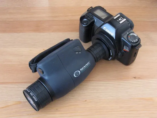 A camera equipped with a night vision scope, used by Paranormal Explorers