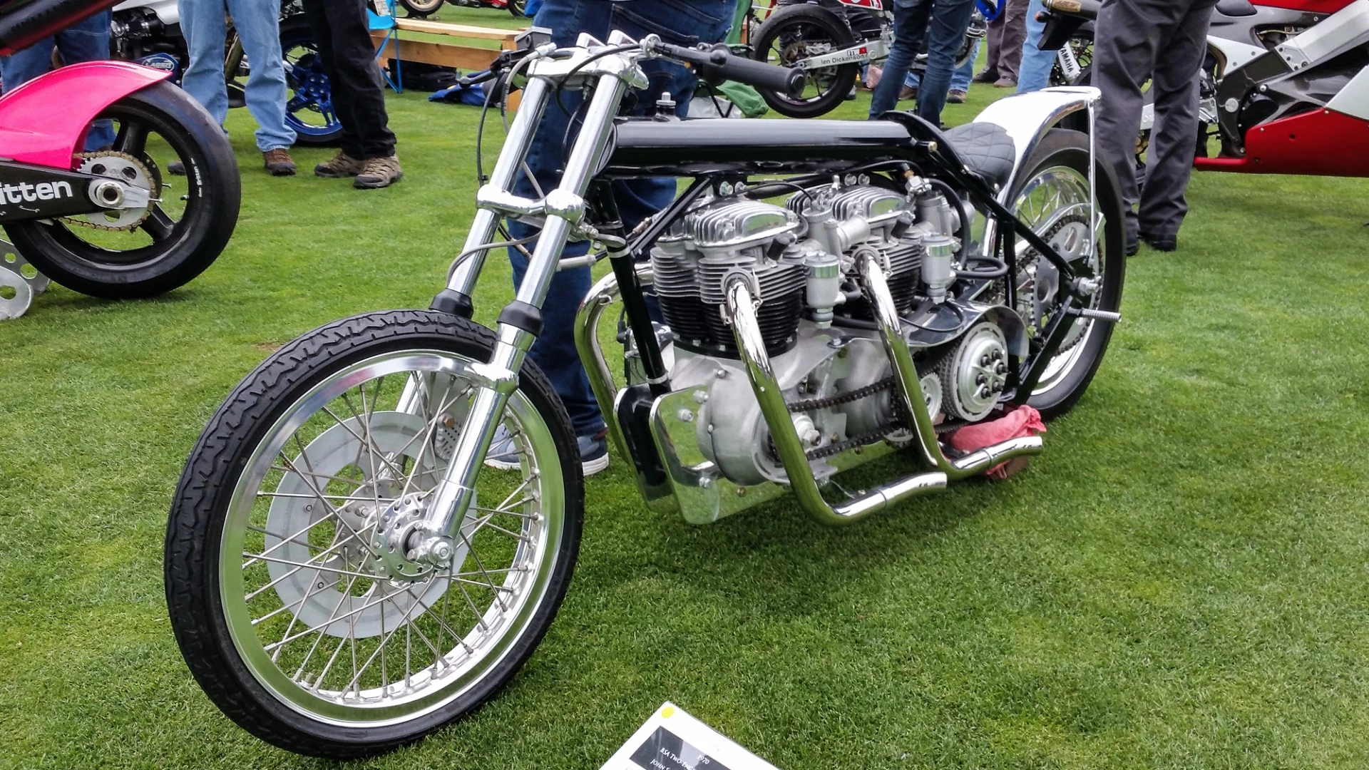 A 1970 BSA two-engine drag bike at the Quail Motorcycle Gathering